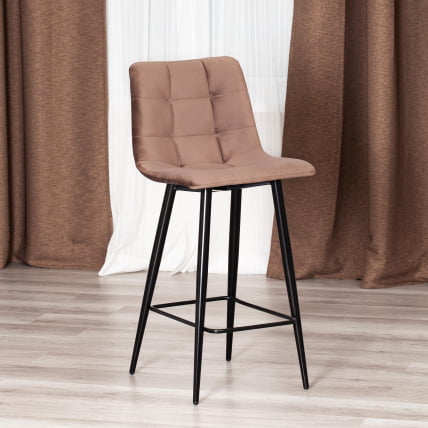 Стул полубарный CHILLY (mod. 7095пб ) ткань/металл, 53x44x94 см, высота до сиденья 66 см, коричневый barkhat 12/черный_10