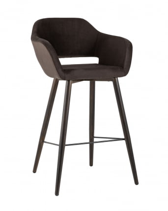 Стул барный Саймон Б велюр Темно-коричневый_0