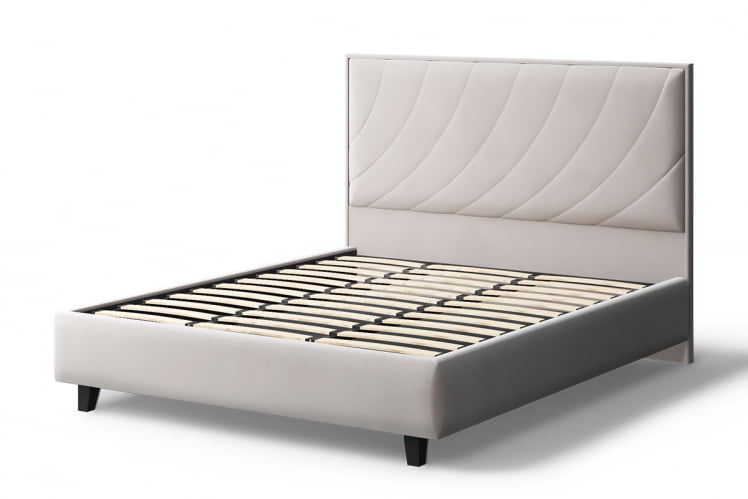 Кровать СОФИЯ 2000*1400мм (на опорах), велюр НЕО 02 (бежевый), (б/основания, б/матраса) / NEO_2