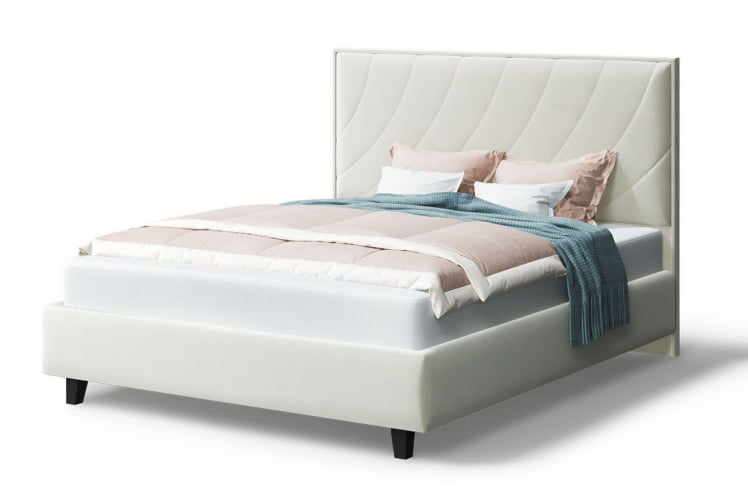 Кровать СОФИЯ 2000*1400мм (на опорах), велюр Бренди лайт 02 (серо-белый), (б/основания, б/матраса)_0