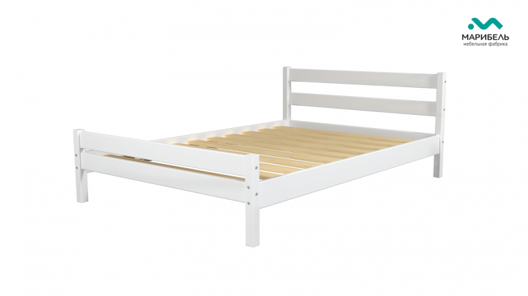 Кровать двойная В-1  (массив) 1400 мм Белый_1
