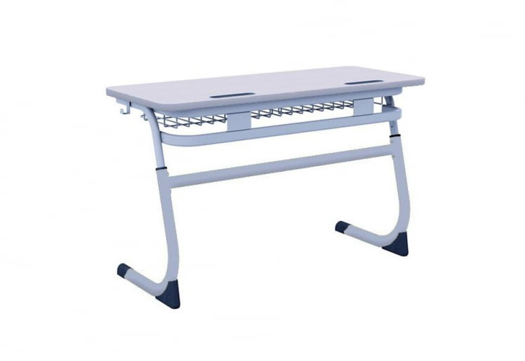 Парта двухместная регулируемая по высоте СМАРТЙ с антивандальной  полиуретановой кромкой (рост 3-5) Серый/Серый / SMARTY_0