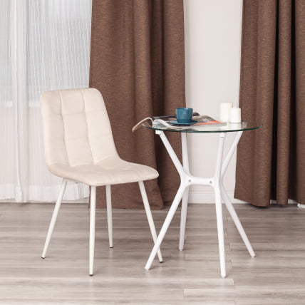 Стул CHILLY (mod. 7094-1) вельвет/металл, 44,5х52,5х86 см, beige (бежевый) HLR2 / белый_8