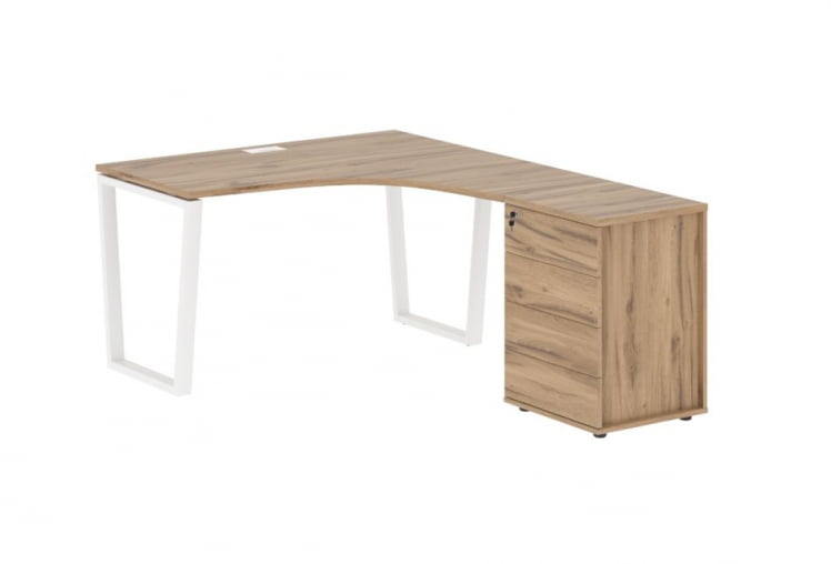 Стол эргономичный с тумбой правый EDIS EVCET 1318 R Дуб Денвер светлый Белый_0
