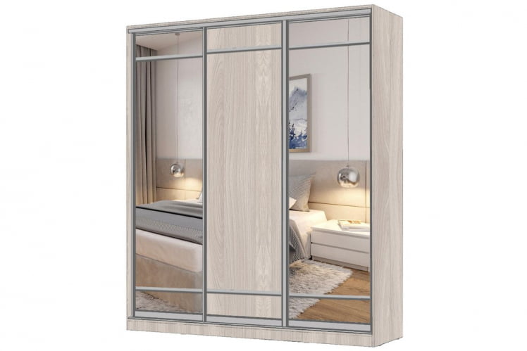 Шкаф-купе 3-х дверный Виктория 2000х584х2300, Ясень шимо светлый 20ДЗЗЗДЛЛЛДЗЗЗ-ЯППШ-Яшс 310-2961_0
