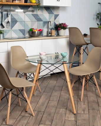 Стол круглый EAMES DSW NEW D=80 прозрачный стеклянный_7