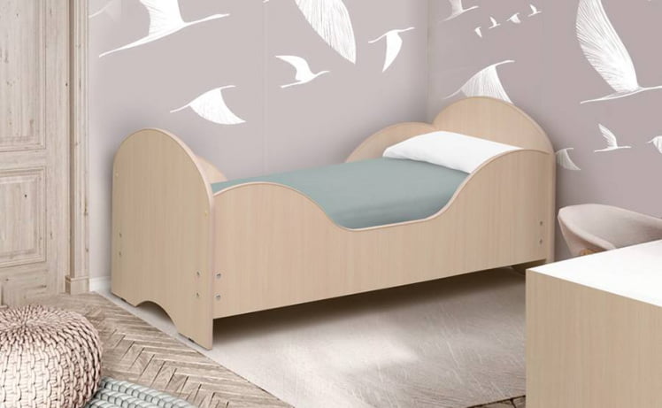 Кровать детская Малышка №6 600*1400 Дуб молочный_0
