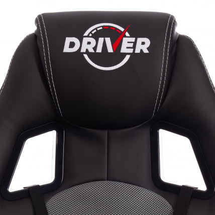 Кресло DRIVER (22) кож/зам/ткань, черный/серый, 36-6/TW-12_7