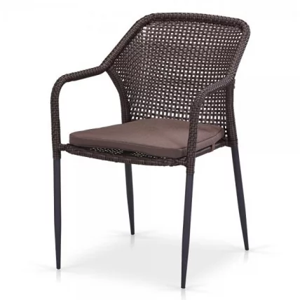 Плетеный стул Y35B-W2390 Brown с подушкой_0