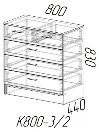 Комод К800-3/2 Венге/Сосна Лоредо_1