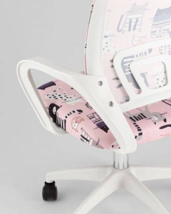 Кресло детское ТопЧаирс Симпле СН ДЖуниор принт Пинк Катс пластик белый / TopChairs Simple SN Junior Pink Cats_9