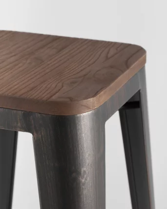 Стул барный TOLIX  WOOD Черная патина с золотом_5
