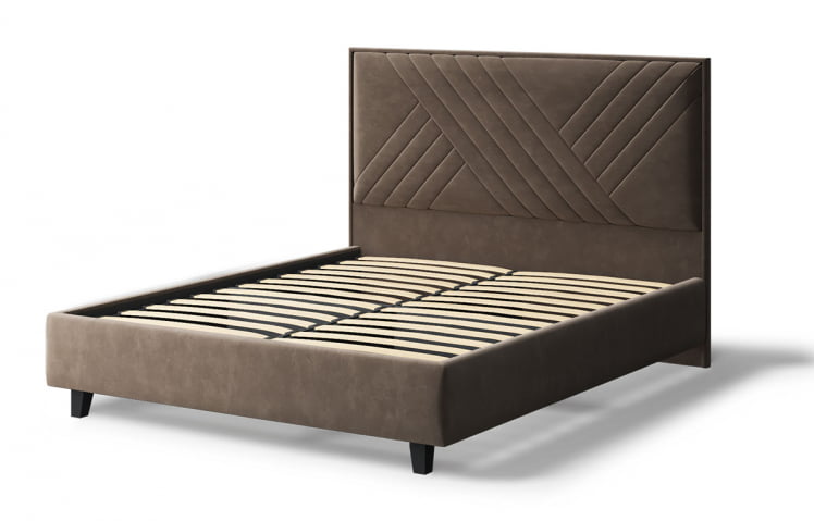 Кровать МИРА 2000*1200мм (на опорах), велюр Бренди лайт 29 (коричневый), (б/основания, б/матраса)_1