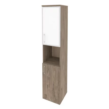 Шкаф высокий узкий правый ОНИКС О.СУ-1.4Р(Р) вхите Тиквуд Темный / ONIX O.SU-1.4R(R) white_0