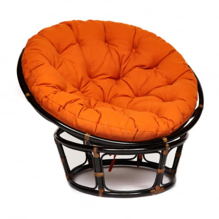 Кресло PAPASAN 23/01 W /с подушкой/ диаметр подушки 122 см, 115х101х104 см, Antique brown (античный черно-коричневый), ткань Оранжевый_0