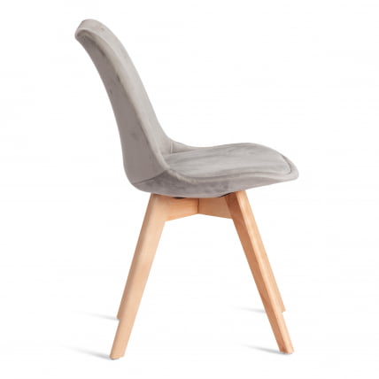 Стул TULIP SOFT (mod. 053V) дерево/пластик/вельвет, 49,5 x 54,5 x 84 см, Светло-серый (HLR 39)/натуральный_1