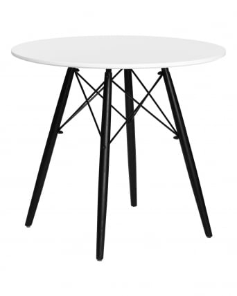 Стол обеденный DOBRIN CHELSEA 80 BLACK (столешница белая, основание черное)_0