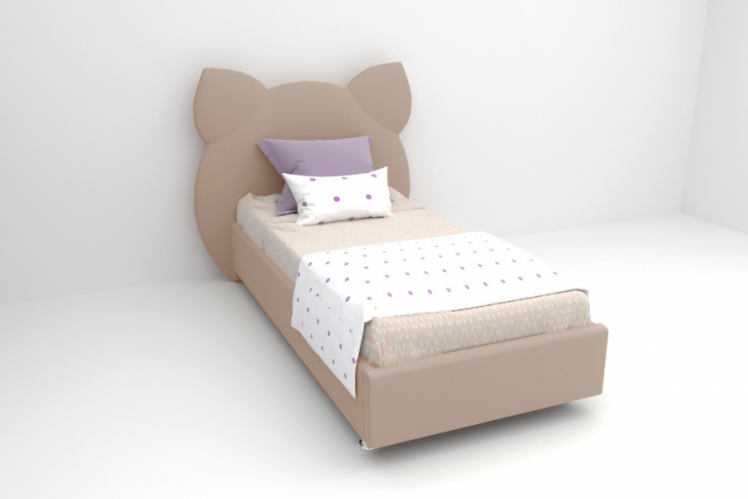 Детская кровать &куот;Котя&куот; с ортопедическим основанием Цвет фасада: Светло-серый; Цвет корпуса: Светло-серый; Материал фасада: Металл/Велюр; Размер: 900х2000 мм; Спальное место: 900х2000 мм / "Котя"_0