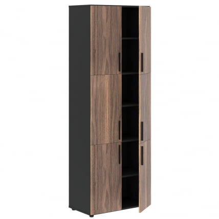 Шкаф с 3 комплектами глухих малых дверей VELION VENEER VRHCS 80.8 Американский орех Яшма черная_1