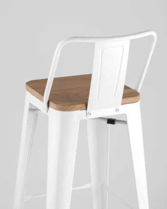 Стул барный Tolix Wood 75.5  со спинкой Белый_6