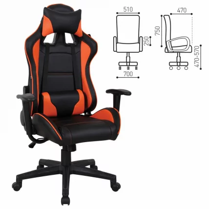 Кресло компьютерное BRABIX GT Racer GM-100 Черный-оранжевый_0