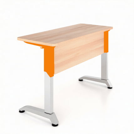 Парта двухместная Де Гласси Н (рост 3-5)  ЛДСП Бук/ Металл Серый+Оранжевый_0
