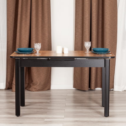 Стол АЛИГЕРЙ ЛДСП/ХПЛ/опора-массив березы , 130 х 75+30 х 75 см, Дуб Вотан/чёрный / ALIGERY ЛДСП/HPL/опора-массив_12