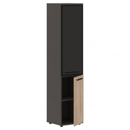 Шкаф-колонка комбинированная с дверью в металлической раме правый ЕДИС ЕХCС 42.7 Р Дуб Денвер светлый Черный Мокко / EDIS EHCS R_1