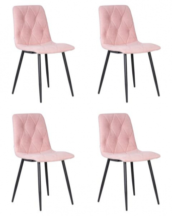 Стул обеденный ДОБРИН CХИЛЛЙ РОМБО (Розовый Симпле 03, основание черное) 4 шт / DOBRIN CHILLY ROMBO Simple_0