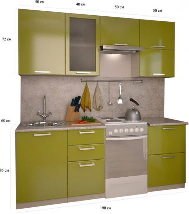 Кухонный гарнитур прямой Дюна олива №1_1