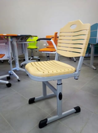 Ученический стул пластиковый (рост 3-5) Бежевый/Каркас белый_2