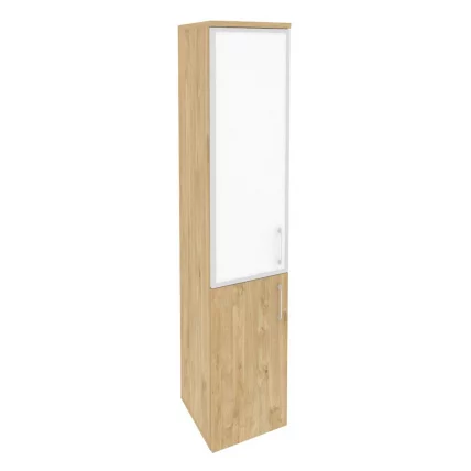 Шкаф высокий узкий левый ONIX O.SU-1.2R(L) white Тиквуд Светлый_0
