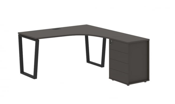 Стол эргономичный с тумбой правый EDIS EVCET 1518 R Мокко Черный_0