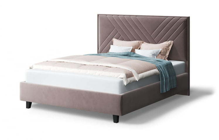 Кровать МИРА 2000*1800мм (на опорах), велюр Бренди лайт 05 (кофе), (б/основания, б/матраса)_0