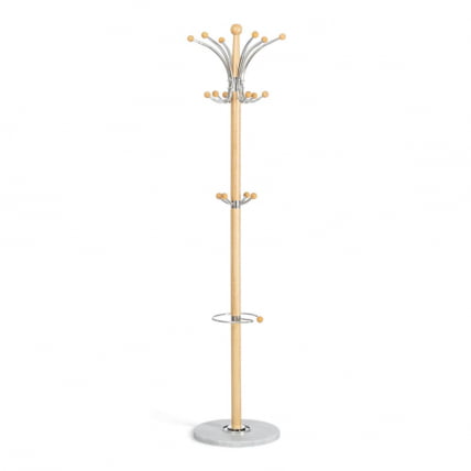 Вешалка Sakura (mod. GH-8606) дерево/хром/мрамор, 37 x 37 x 175 см, White (Белый) / Natural (натуральный)_0