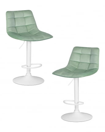 Стул барный DOBRIN TAILOR WHITE (пудрово-мятный велюр (MJ9-87)) 2 шт_0