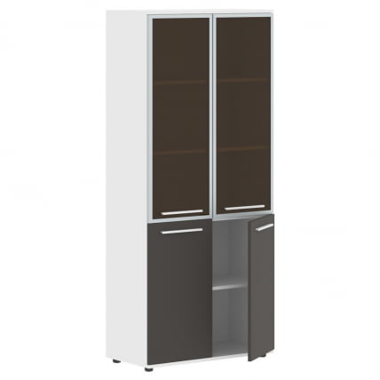 Шкаф комбинированный  с дверьми в металлической раме ЕДИС ЕХCС 85.7 Мокко Белый Белый / EDIS EHCS_1