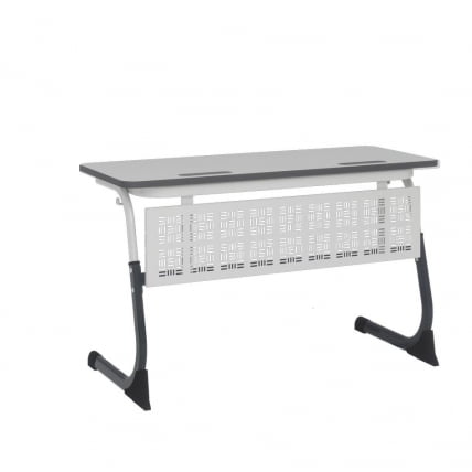 Парта двухместная регулируемая по высоте СМАРТЙ ПЛУС  с антивандальной  полиуретановой кромкой (рост 3-5) Антрацит/Белый/Серый / SMARTY PLUS_0