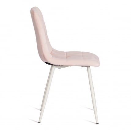 Стул CHILLY (mod. 7094-1) вельвет/металл, 44,5х52,5х86 см, pink (розовый) HLR39 / белый_1