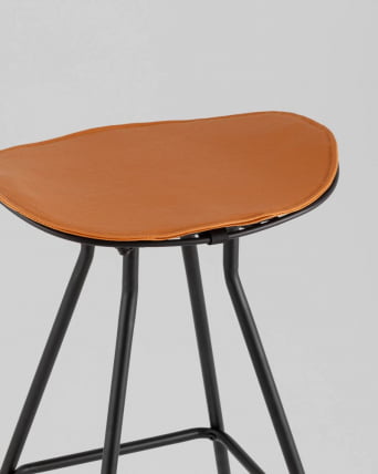 Стул полубарный ДЖеррй ПБ черный с коричневой подушкой / Jerry_5