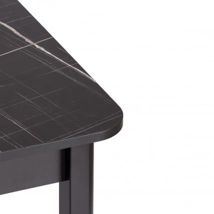 Стол АЛИГЕРЙ ЛДСП/ХПЛ/опора-массив березы , 130 х 75+30 х 75 см, Мрамор черный/черный / ALIGERY ЛДСП/HPL/опора-массив_9