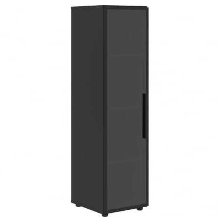 Шкаф-колонка со стеклянной дверью в металлической раме (левый) VELION VENEER VRMCS 40.2 L Яшма черная_0