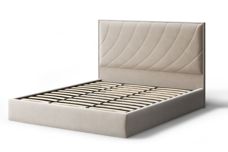Кровать СОФИЯ 2000*1800мм (без опор), велюр Бренди лайт 03 (бежевый), (б/основания, б/матраса)_1
