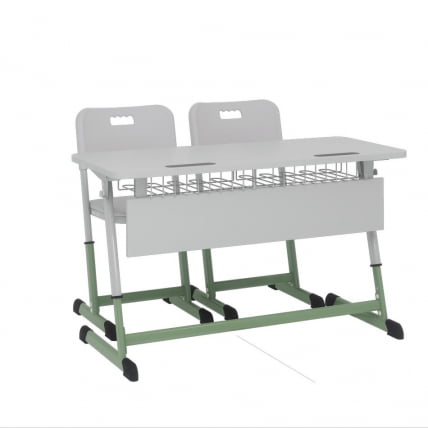 Парта двухместная регулируемая по высоте НОМАД с антивандальной  полиуретановой кромкой (рост 3-7) Серый/Серый / NOMAD_1