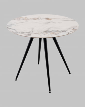 Стол Ники круглый столешница керамика Ice Jade 900_2