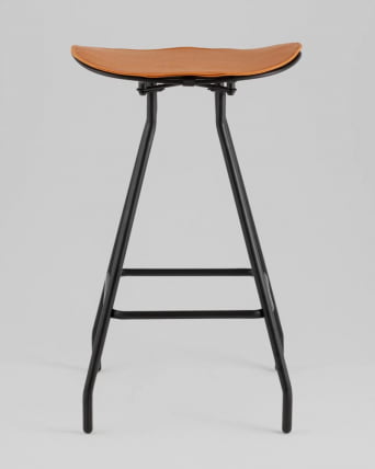 Стул полубарный ДЖеррй ПБ черный с коричневой подушкой / Jerry_3