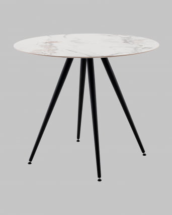 Стол Ники круглый столешница керамика Ice Jade 900_1