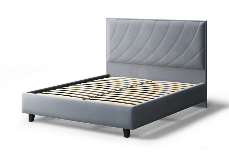 Кровать СОФИЯ 2000*1800мм (на опорах), велюр НЕО 25 (серый), (б/основания, б/матраса) / NEO_1