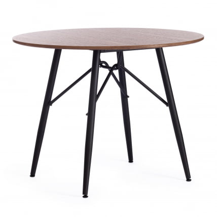 Стол RUSTO (mod. 283) МДФ/металл, D100 х 75 см, Black (Черный) / Walnut (Орех)_0