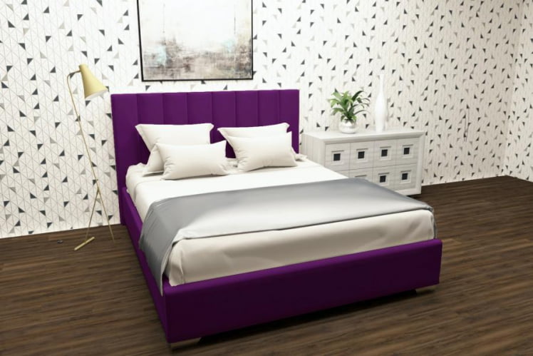 Мягкая интерьерная кровать Терра с ортопедическим основанием Цвет фасада: Фуксия; Материал фасада: Металл/Велюр; Спальное место: 1600х2000 мм_0